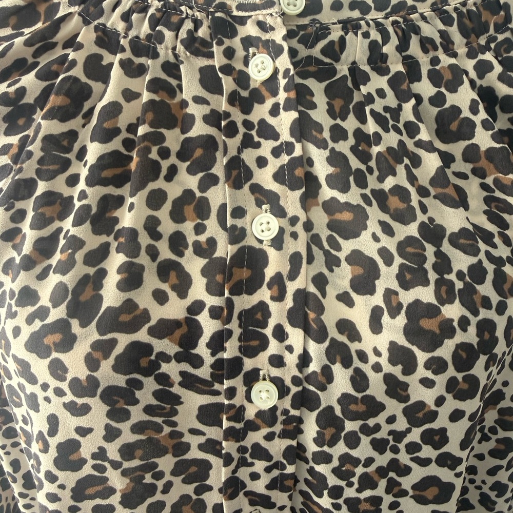 LOFT Animal Print Button-Up Blouse - Picture 3 of 4